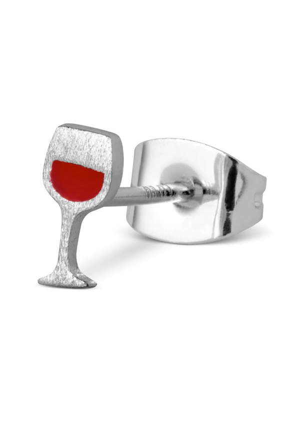 Red wine stud silver