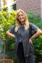 Phoebe leather biker vest