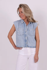 Sleeveless denim blouse