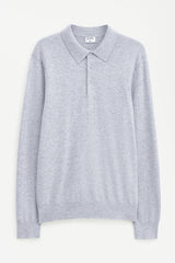 Knitted polo shirt light grey