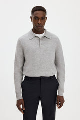 Knitted polo shirt light grey