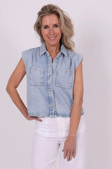 Sleeveless denim blouse