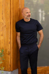Stretch cotton tee navy