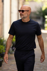 Stretch cotton tee navy