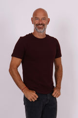 Stretch cotton tee burgundy