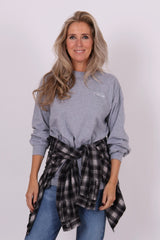 Cropped check blouse
