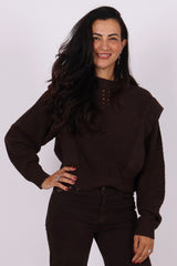 Knitted sweater dark brown