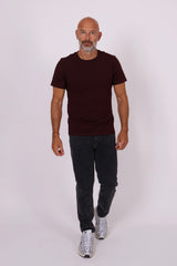 Stretch cotton tee burgundy