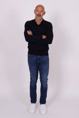 Knitted polo shirt navy