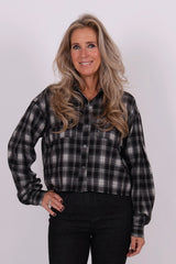 Cropped check blouse