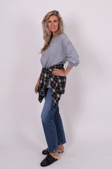 Cropped check blouse