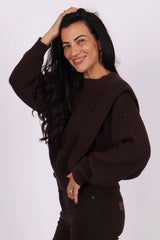 Knitted sweater dark brown