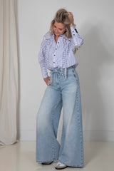 Striped fringe blouse