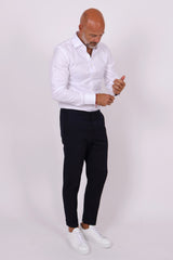 Terry cropped trousers navy