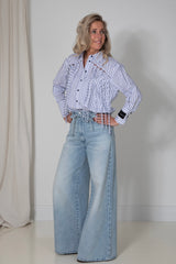 Striped fringe blouse