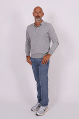 Knitted polo shirt light grey