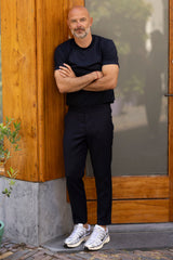 Stretch cotton tee navy