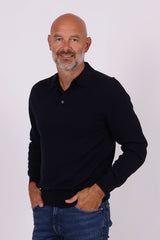 Knitted polo shirt navy