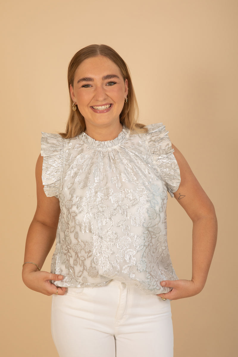 Sofie silver ruffle top