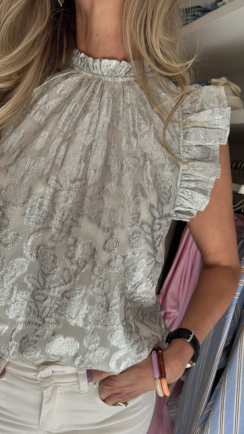 Sofie silver ruffle top